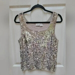 Newport News Collection Silk Blend Sequin Tank Top Size Large